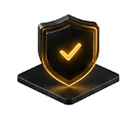 Escudo de segurança 3D com símbolo de validação e confiança