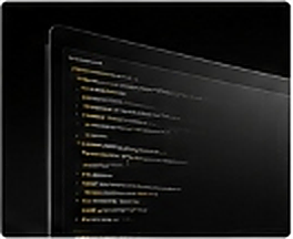 Etapa 04: Desenvolvimento - Tela escura com código em perspectiva